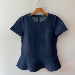 𝅺banana Republic Dark Denim Peplum Blouse Size XS
